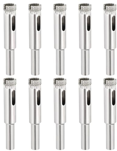 PATIKIL Glass Diamond Hole Saw 3/8 10mm Hollow Core Drill Bits 10pcs | Diamond Hole Cutters for Fiberglass, Tile, Porcelain, Ceramic
