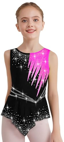 Freebily Body Ginnastica Ritmica Bambina Balletto Leotards Strass Body Danza Classica Ballerina Vestito da Pattinaggio Artistico Senza Maniche Bodysuit da Spettacolo
