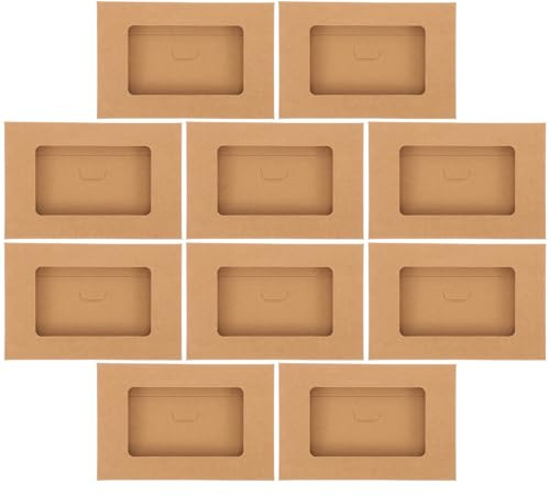 Postkartenbehälter 10 Stück aus Kraftpapier mit Sichtfenster | Papierschachtel, Elegante Optik, Leicht und Praktisch zum Ordentlichen Aufbewahren