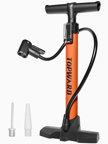 Topward Bike Pumps for all Bikes, Portable Bicycle Tyre Pump with Presta & Schrader Valve, Football Basketball Pump for Kids & Teens