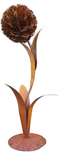 DEWOGA Deko Pusteblume H 130cm auf Platte Edelrost Rost Metall Garten Neu Blume