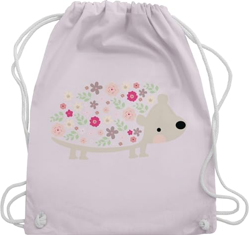 Turnbeutel Rucksack - Ostergeschenk Ostern - Süßer Igel Frühlingstiere mit Blumen - Unisize - Pastell Rosa - sportbeutel stoff laessig kindergarten ostersachen stoffbeutel kordelzug