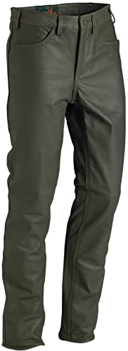 La Chasse Strapazier-Lederhose aus Büffelleder für Damen und Herren Trachtenhose Büffellederhose Jagdlederhose (90, Grün (Oliv))