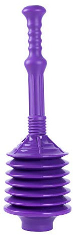 JS Jackson Supplies Professional Bellows Accordion Toilet Plunger, Thrust Plunge Removes Heavy Duty Clogs from Clogged Bathroom Toilets, Power Plungers, Jackson Parent (Purple)