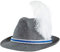 dressforfun 302849 Trachtenhut mit Feder, Sepplhut für Oktoberfest, Trachten Party, grau blau weiß