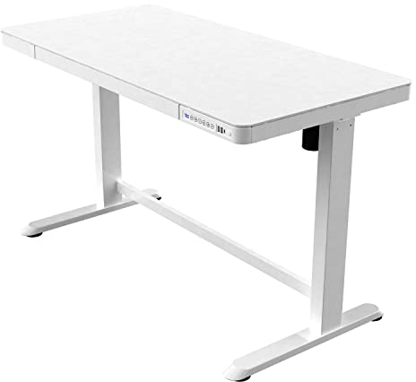 Allcam ED20 Electric Height Adjustable Standing Desk w/ 1200x600mm MFC Top, Drawer & Fast USB Chargers in White