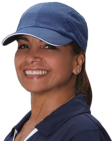TrailHeads Cap Damen zum Joggen - Race Day Performance Cappy Frauen - Leichte & Schnell Trocknende Sport Cap Damen Sommer aus Mesh mit Reflektierendem Rand - Marineblau