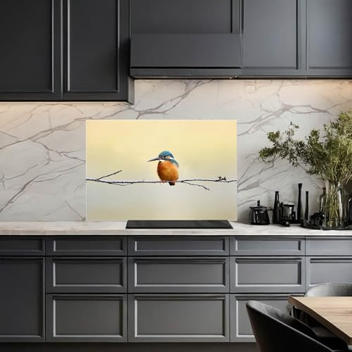 banjado Küchenrückwand Glas ohne Bohren 60x40cm – Glasrückwand Küche mit Motiv Pause/Spritzschutz Küchenrückwand Glas/selbstklebende Küchenrückwand Platte - magnetisch & beschreibbar