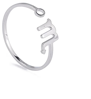 Dreamtimes Edelstahl Sternzeichen Ringe für Frauen 12 Sternzeichen Offener Ring Widder Löwe Jungfrau Zwillinge Waage Fische Skorpion Geburtstagsgeschenk (Skorpion)