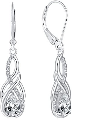 YL Unendlichkeit Keltischer Knoten Tropfen Ohrringe 925 Sterling Silber April Geburtsstein Simuliertes Diamant Ohrringe für Damen