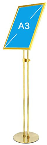 HBLZGBL Attraktiver Infohalter Aluminium Plakatständer Bodenständer Klapprahmen Poster Board Menühalter Werbeständer (Color : Gold, Size : A3)