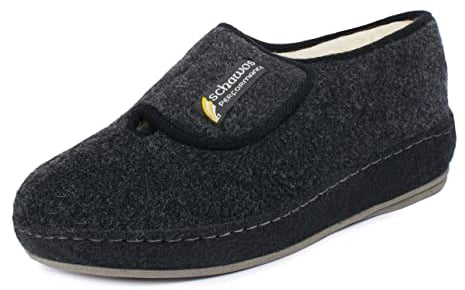 Schawos 6064 pantoufles en feutre pour hommes avec semelle antidérapante, chaudement doublées (noir, 46 EU)