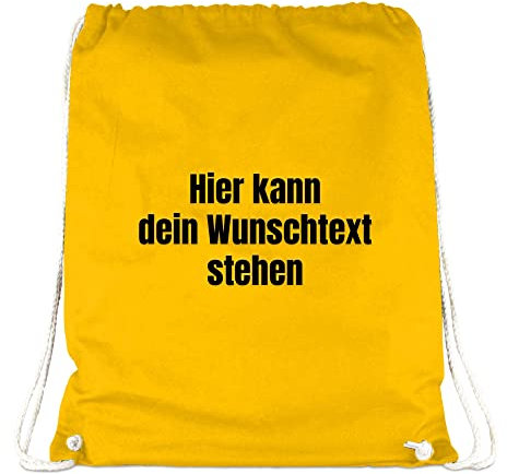 PR Print Royal Turnbeutel selbst gestalten - mit eigenem Spruch Bedrucken - personalisierter Stoffbeutel mit Kordelzug | Gelb, 100% Baumwolle, 38x46cm