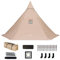 Canvas Hot Tent Tipi Tent Camping Teepee with Stove Jack Canvas Bell Tent 2-4 Person Yurt Tent -YARN Plus (Kahki)