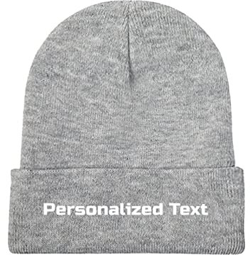 Miujonvy Individuell gestaltete Mütze Slouch Gray Beanie Personalized Text Strickmützen