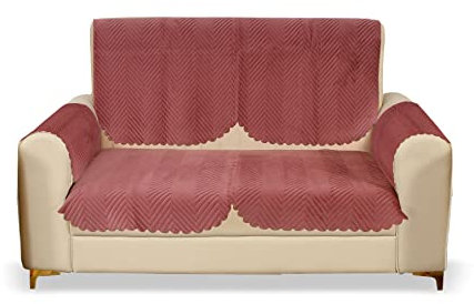 Yellow Weaves Lot de 4 housses de canapé matelassées 2 places avec accoudoirs, or rose