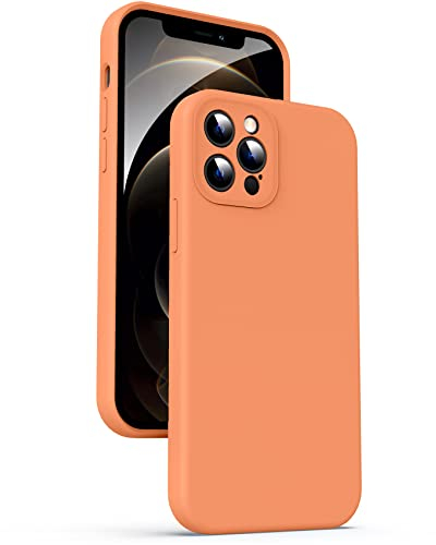 Supdeal Liquid Silicone Case for iPhone 12 Pro Max, [Camera Protection] [Anti Fingerprint] [Wireless Charging] 4 Layer Phone Case Protective Cover, Built-in Microfiber Case Cover, 6.7, Orange