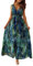SEEKWISH Robes Longue Femme Ete de Plage Florales Col en V sans Manches, Vert, M