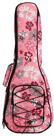 Surwin Ukulelentasche 21 '' 23 '' 26'' Ukulele Case Bag für Sopran Konzert Tenor, Tragbare Ukulelen Tasche Rucksack Aufbewahrung Soft Case Verstellbarem Schultergurt (23 Zoll,Pinke Blumen)