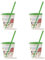 Snips, Set 4 Vasos con Pajita, 0,385 LT, Vasos para Niños, Vasos Reutilizables, Decoración Granja, Made in Italy, 0% BPA