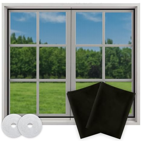 2pcs Anti-Fliegen-Netz Fenster, Fliegengitternetze für Fenster, Insektenschutz Fenster Netz,für Schützen die Familie vor Insekten(150X180cm)