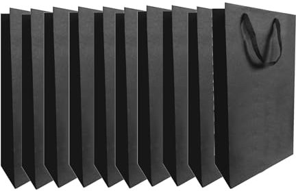 CREASTYL Ludi-Vin Lot de 10 Sacs en Papier Kraft Noir sans fenêtre pour 2 Bouteilles de vin