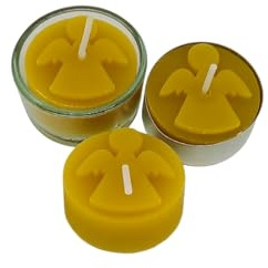 Teelichter aus 100% Bienenwachs mit Glas - Set-Angebot (Engel, 30er Set)