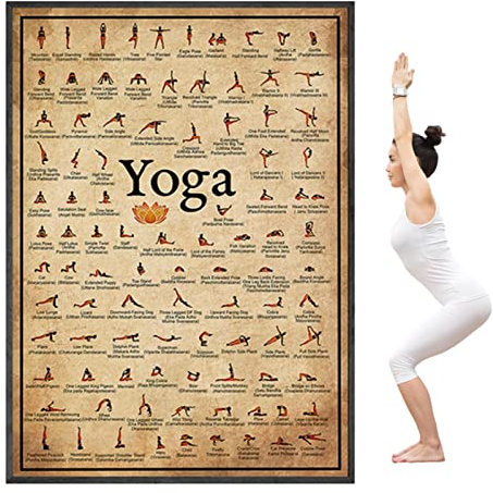 Uozonit Yoga-Posenposter, Übungsposter für den ganzen Körper, -Fitnessstudio, Yoga-Raumdekoration, Fitness-Zubehör, Yoga-Posen, -Yoga-Poster für Zuhause, Fitnessstudio, Yoga-Raum