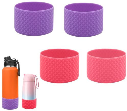 4 PCS Botas de Silicona para Botella de Agua, Cubierta Protectora para Base de Botella de Agua, Funda Antideslizante de Silicona para Parte Inferior de Botella, Protector de Fondo de Botella