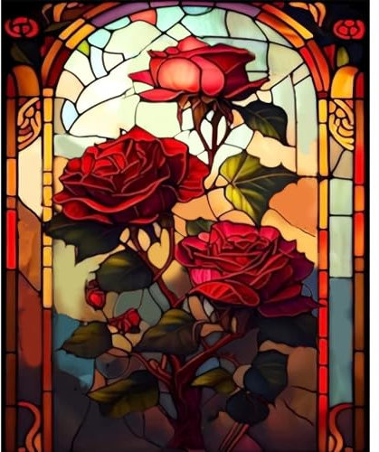 YALKIN Paint by Numbers Kits for Adults, Roses Painting by Number Kits On Canvas,Without Frame DIY Color Oil Painting Acrylic Paints,Home Wall Decor 16x20in/40x50cm