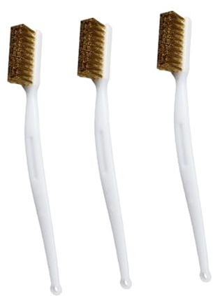 SOLUSTRE Industrial Cleaning Brush 3pcs Copper Wire Rust Removal Nozzle Cleaning Brush White Plastic Handle for 3d Printer Hot Bed