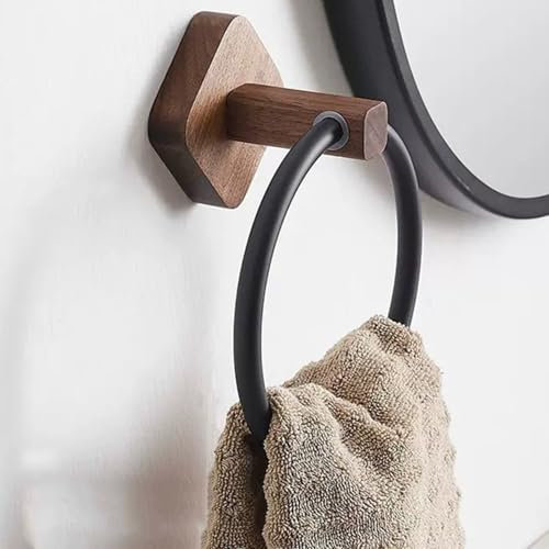 HpLive Porte-serviettes Anneau en Bois Massif Visage Serviette Étagère de Rangement Anneau Serviette Suspendu Étagère Accessoires de Salle de Bain
