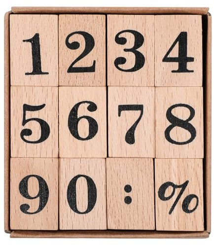 BOHUIZ 12 Stück Zahlen Holzstempel, Nummer 0 bis 9 Holz Gummistempel Stempel Zahlen für DIY Grußkarten Scrapbooking Handwerk Kartenherstellung