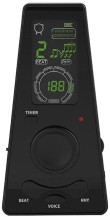 VOANZO Digitales Metronom mit Lautstärkeregler, Tempoknopf und Timer, elektronisches Metronom mit Gesangsstimmen-Beats für Klavier, Violine, Gitarre, Ukulele und Trommel (schwarz)