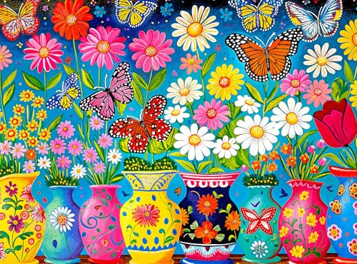 Cross & Glory | 1000 Piece Jigsaw Puzzles for Adults | Blooming Butterflies | Spring Garden Puzzle | Blooming Butterflies | Vibrant Butterfly | 2mm Thick Pieces | Satin Finish | Ages 14+