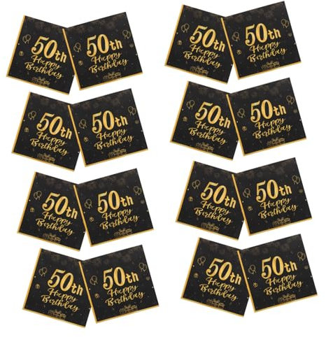 HAMPPLIES 20stücke Schwarze Geburtstagservietten Mit Goldenen Druckmotiven Wiederverwendbar-papierservietten Für Festliche Geburtstagsfeiern Und Elegante Tischdekoration