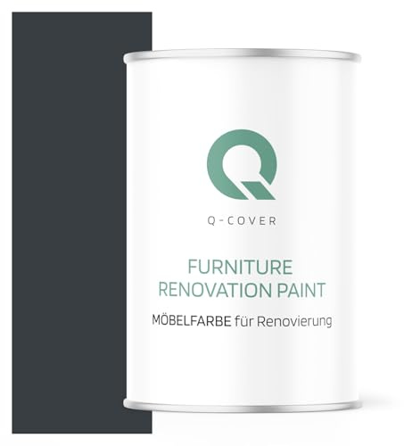 Q-COVER Möbelfarbe Halbmatt | Farbton: Anthrazitgrau RAL 7016 1L | Holzfarbe für Möbel & Innenausbau | Deckend, wasserbasiert, kratzfest | Für Küchen, Schränke, Tische, Gartenmöbel