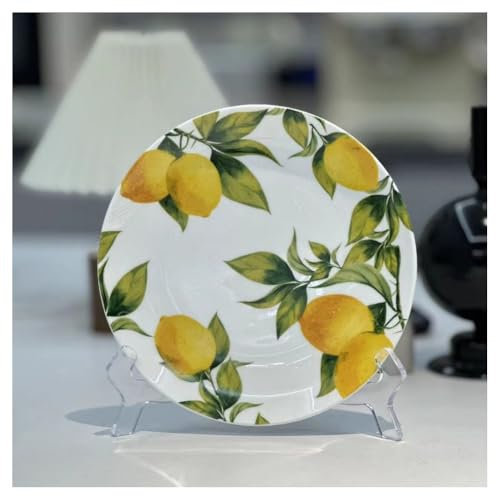 Série De Citrons Frais Assiette Ronde Peinte À La Main Dîner En Céramique Vaisselle Steak Occidental Bol Fruits Ménagers (Plaque de 7 pouces)