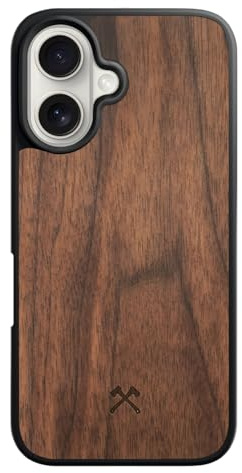 Woodcessories - Magnetisches Bumper Case für iPhone 17 kompatibel mit MagSafe, Hülle mit Magnet aus Holz, Walnuss