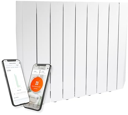 Masterplug Smart Oil-Filled Radiator, Electric Heater, Energy Saving, Wi-Fi App Control, LCD Display, Timer, Child Lock, Wall-Mounted, SmartEnergy Comfort, White, 1500W, OILW150W8UK
