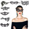 KAKOO 8 Modell Venezianische Maske Sexy Damen Spitze Augenmaske Gothic Maskerade Gesichtsmasken für Maskenball Kostüm Karneval Party Schwarz