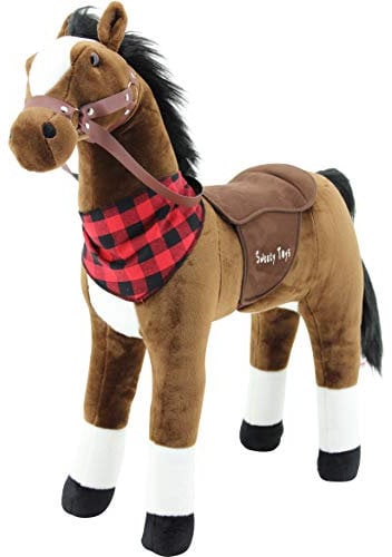 Sweety Toys 7653 Plüsch Stehpferd Sicherheit ! Little Champ Höhe 80 cm Riesenpferd Robustes, stabiles Reitpferd Stahlunterbau Keine STYROPORFORM- sehr robust , kein Wackeln,