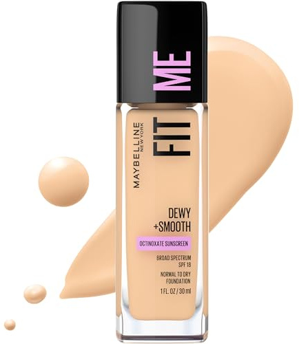 Maybelline Fit Me Dewy + Smooth Liquid Foundation Makeup, Light Beige, 1 Count (Packaging May Vary)
