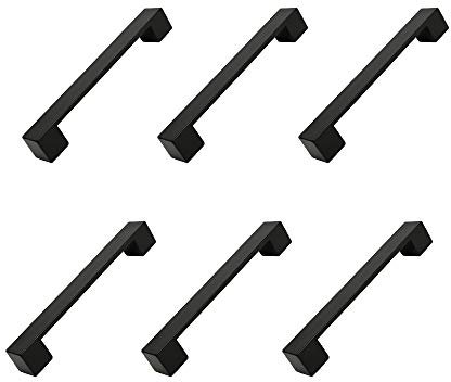 6 Un. TIRADOR Asa Mueble resina ABS negro mate Puerta Armario COCINA - Distancia tornillos 160MM