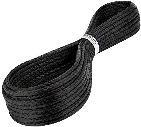 Kanirope® Dyneema Seil PRO 6mm Meterware (Lfm. am Stück) Schwarz 12-Fach geflochten SK78 verstreckt beschichtet