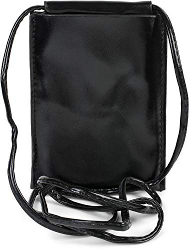 styleBREAKER Damen Handy Umhängetasche in Metallic, Schultertasche, Handy-Tragetasche, Mini Bag 02012307, Farbe:Schwarz metallic