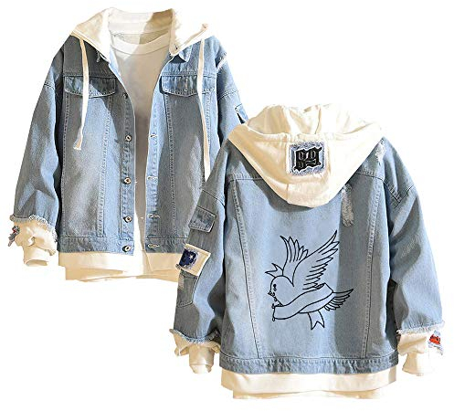 Fhkjhrjlgp Lil PEEP Pullover Simplement Printing Warmhalten in Winterjacke lose Freizeit-bequemen Mantel mit Kapuze Unisex (Color : Blue01, Size : XL)