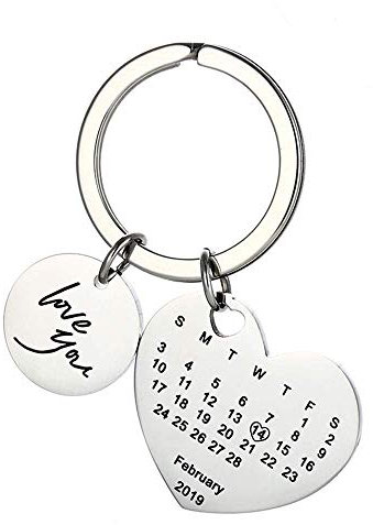 Personnalisé Personnalisé Gravé Calendrier Date Gravé Message En Acier Inoxydable Porte-clés & Porte-clés Souvenir Souvenir Anniversaire Cadeau De Mariage (Grand coeur)