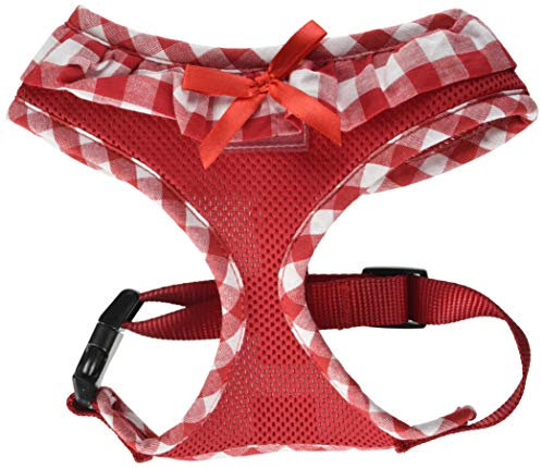 DOOGY CLASSIC Air-Mesh-Geschirr mit Vichy-Muster, Rot, 33 – 47 cm