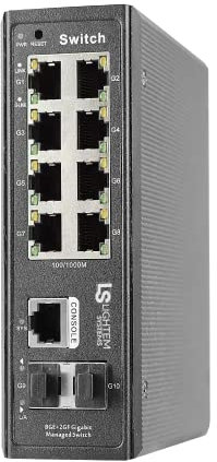 LIGHTEM Smart Commutateur Ethernet Industriel Gestion (L2) 8 x RJ45 + 2 x SFP (1G).